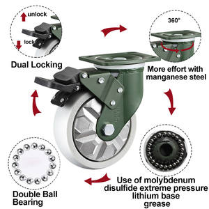 <span class=keywords><strong>5</strong></span> Zoll Nylon-Lenkrollen für Möbelindustrie Wagen Hohe Belastbarkeit 680KG Platte Schwerlast-Rollen - Product Image 4