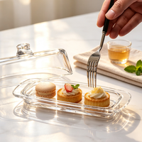 Beurrier en verre minimaliste nordique avec couvercle - Récipient à beurre rectangulaire transparent et plateau multifonctionnel pour collations et bonbons