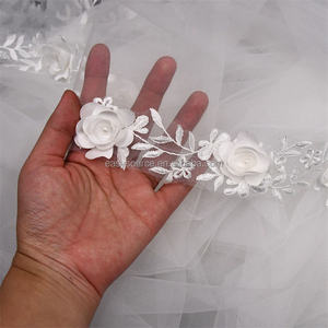 <span class=keywords><strong>Voile</strong></span> de mariée en tulle YM134, dentelle de luxe, fleurs 3D, <span class=keywords><strong>voile</strong></span> cathédrale avec peigne, accessoires pour cheveux de mariée - Product Image 5