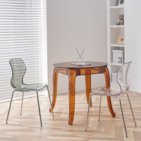 Chaise de salle à manger moderne en acrylique transparent avec dossier en fer et assise en PC, idéale pour petit appartement, mobilier de maison, favori des influenceurs, effet cristal