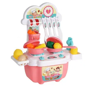 Mainan edukasi anak-anak dapur Mini plastik, mainan makanan anak perempuan dengan Set permainan untuk balita