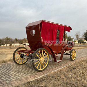 Vintage Electric Royal Carriage 4-<b>Wheel</b> Red Velvet European Style Wedding Sightseeing Vehicle - Product Image 4