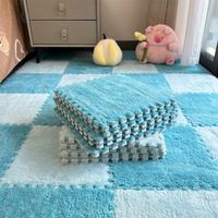 Plüsch-Schaumstoff-Bodenmatte Ineinandergreifende Puzzle-Teppichfliesen Verdickte Baby-Spielmatte Krabbelmatte für Kleinkinder Weicher Bodenbelag