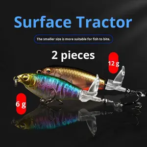 Leurre flottant artificiel pour la pêche en eau douce, système de surface, crayon explosif à hélice, hameçons en acier inoxydable, <span class=keywords><strong>carpe</strong></span> - Product Image 3