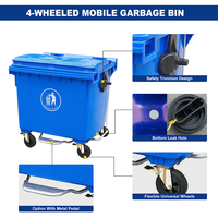 Extérieur 660L 1100L Grande poubelle industrielle en plastique Poubelles avec quatre roues
