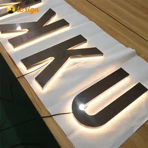 Huruf logam kustom pabrikan 3D tanda pintu kantor akrilik huruf papan tanda menyala saluran lampu