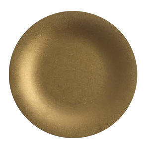 Vintage Stainless Steel Round Shallow Plate Distressed Gold Microwave Safe Dinnerware For Barbecue Hot Pot Dessert Snack - Product Image 2