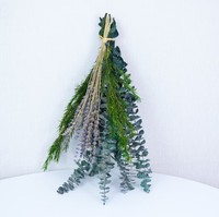 Feuilles d'eucalyptus séchées avec tiges de lavande en lot, en vrac, pour arrangements floraux de mariage, décoration intérieure, verdure, vente en gros d'usine OEM