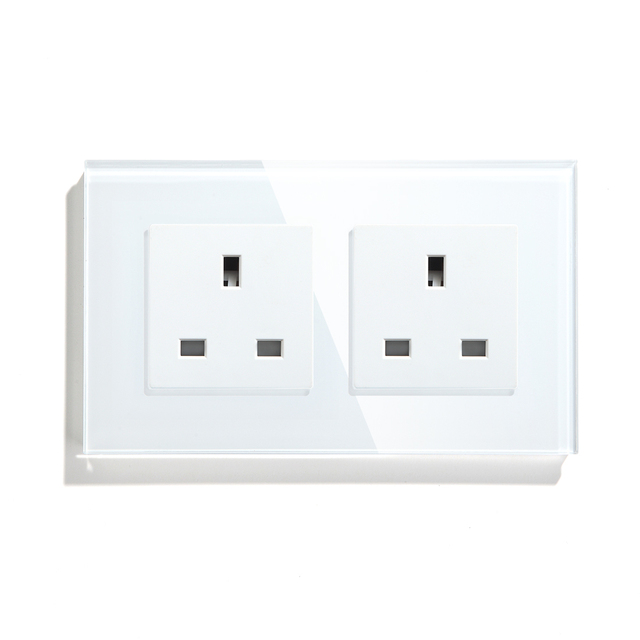 MVAVA Double 146mm UK Standard Socket British Socket UK Plug UK Outlet with Single Crystal Glass Frame Panel Wall Socket