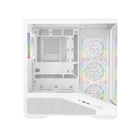 White Mid Tower ATX Gaming Case with Tempered Glass Front and Side USB Ports Cooling Holes Supports 360mm Top Radiator