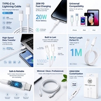 Câble de charge rapide Type-C blanc de 1 mètre avec noyau en cuivre pur pour téléphone/tablette/ordinateur - Compatible Android