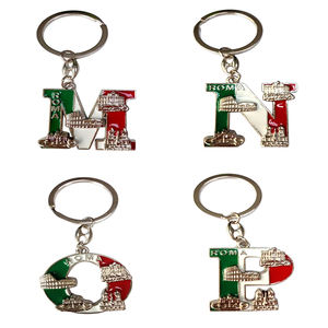 Enamel letter M N O P charms keychain Roma souvenir wholesale engraved souvenir metal keychains