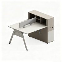 Bureau de travail modulaire moderne avec cloison et rangement, meuble de bureau combiné avec armoire haute pour poste de travail du personnel