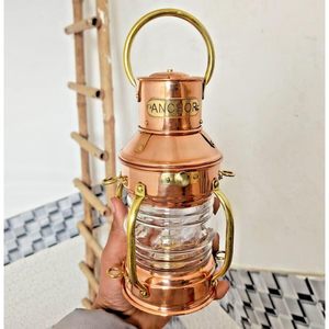 Alfa Nautical Gold <b>Copper</b> Brass Oil Lamp <b>Lantern</b> 10 Inch Decorative Home Lighting Coastal Style Industrial Design - Product Image 3