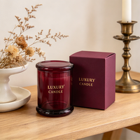 Stoples Lilin Mewah 8oz 10oz 12oz Coklat Stoples Lilin Kaca Kosong dengan Tutup Custom