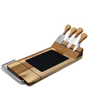 Acacia Wood <b>Cheese</b> Board With <b>Knives</b> <b>Set</b> For Home Use Durable Food Safe Cutting Tray - Product Image 5