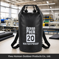 Sac étanche pliable en PVC personnalisé 20L avec fermeture à enroulement et sangle pour le rafting, la natation, la plage et le camping