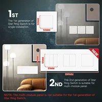 Interruptor de Luz Inteligente MOES Tuya ZigBee Serie Star Ring, Sin Cable Neutro, Sin Condensador, Compatible con Smart Life, Alexa y Google Home