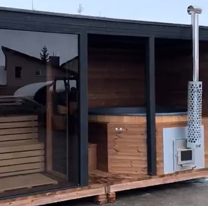 Premium Solid Wood Traditional Outdoor Sauna Cabin Room with Spa Bath Combination - Product Image 3