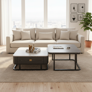 Offerte Scontate Tavolino <span class=keywords><strong>da</strong></span> Caffè Moderno Minimalista Componibile con Base in Acciaio al Carbonio per Soggiorno con Vano Portaoggetti - Product Image 5