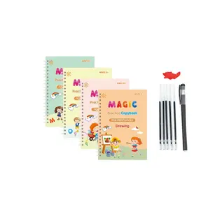 4pcs/set Handwriting Calligraphy Book Sank Magic Book with Pen Practice Copybook for Kids