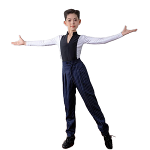 Set da ballo latino classico e versatile, popolare, con top a maniche lunghe color block per bambini e ragazzi, in modal/cotone, per pratica di Salsa e <span class=keywords><strong>Jazz</strong></span> - Product Image 1