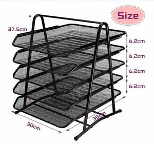 5 Tier Mesh Metal <b>File</b> <b>Organizer</b> Office Desk <b>Organizer</b> with Filing Trays Holder Paper Holder Stacking Document Trays Letter Tray - Product Image 3