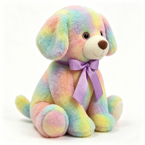 ตุ๊กตาสุนัขสีรุ้ง, ตุ๊กตาสุนัขย้อมสีแบบไทได, ตุ๊กตาสุนัขโบว์สีม่วง, ตุ๊กตาสุนัขสีพาสเทลรุ้งนุ่มนิ่ม - Product Image 3