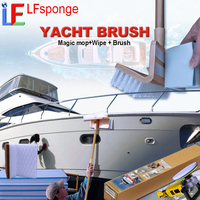Brosse multifonctionnelle pour yacht 3 en 1, écologique, pour le nettoyage des bateaux, conception double face, brosse de lavage pour pont, manche long