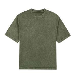 T-shirt streetwear à col rond, lavage à l'acide, coton lourd, t-shirts 250 g/m², haute qualité, lavage vintage, épaules tombantes, t-shirt surdimensionné - Product Image 3