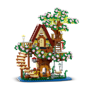 959 Stuks <span class=keywords><strong>3</strong></span> In 1 Boomhut Bouwstenen Met Trappen Schommels Boomhut Lichte Stam Creatieve Bakstenen Voor Meisjes - Product Image 1