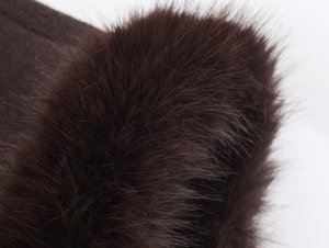 Abrigo de lana con cuello alto para mujer - Abrigo de moda con ribete de piel sintética - Product Image 5