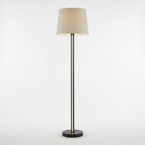 Lámpara de Pie Minimalista con Pantalla de Tela Beige, Base de Metal, E27 LED 2700K, Luz Blanca Cálida Suave, 1 Año de Garantía - Product Image 1