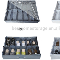 Boîte de rangement pliable transparente pour 12 paires de chaussures sous le lit en non-tissé avec fermeture éclair – Organisateur domestique très vendu