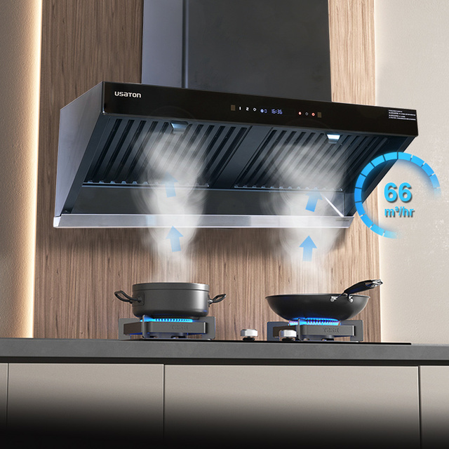 Wall Mounted Hood Range High Efficiency Easy Cleaning Smart Kitchen Smoke Extractor Cooker Hood for House