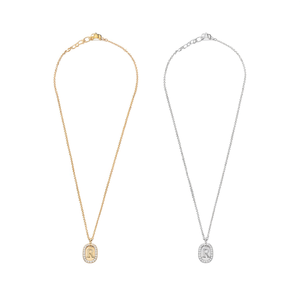 Collana con Ciondolo a Forma di Lettera R con Diamante, 10x15Cm, Stile Collare in Acciaio, Tono Argento e Oro - Product Image 2