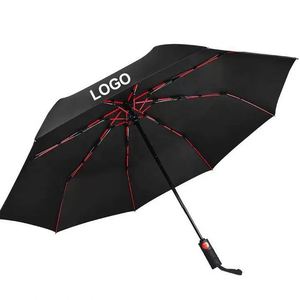 Parapluie résistant aux intempéries avec poignée à motif antidérapant et tête en acier robuste pour la pluie ou le soleil, logo publicitaire personnalisable - Product Image 1