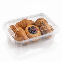 Boîte à charnières en PET transparent pour boulangerie, idéale pour les buffets de petit-déjeuner d'hôtel, croissants, muffins danois, traiteur, emballage à emporter, vente en gros, personnalisation OEM