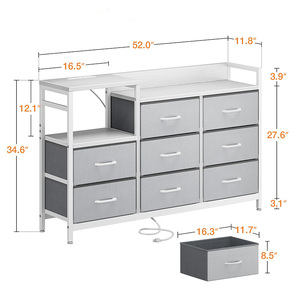 Commode en bois et métal de 52 pouces Station de charge Stockage à 8 tiroirs Support TV couleur personnalisable Étagère pour chambre/salon - Product Image 3