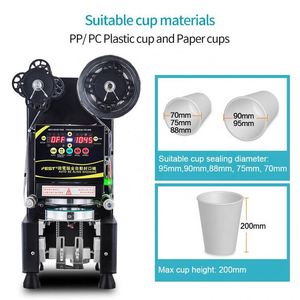 Máquina Selladora de Vasos de Plástico y Papel para Bebidas de Té con Leche, Máquina Selladora de Vasos Eléctrica Automática - Product Image 3