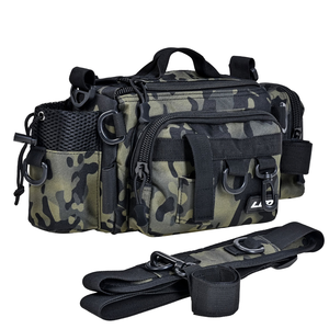Bolsa de Pesca Tipo Lure, Verde Camuflaje Nocturno Oscuro, Accesorios de Pesca, Bolsa de Cintura de un Solo Hombro para Caña de Pescar - Product Image 1