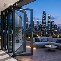 Portes pliantes modernes en aluminium pour balcon et patio, double vitrage, isolation phonique, sur mesure, vente en gros