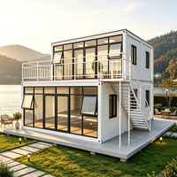 Villa contemporaine de luxe à deux étages, économique et personnalisable, en kit, préfabriquée, type conteneur, pour les vacances