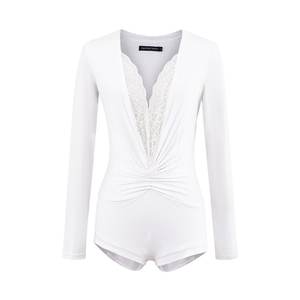 Mono Sexy de Verano con Escote Profundo en V y Manga Larga para Mujer, Diseño Fruncido y Torcido, Ajuste Delgado, Antiarrugas, Poliéster - Product Image 6