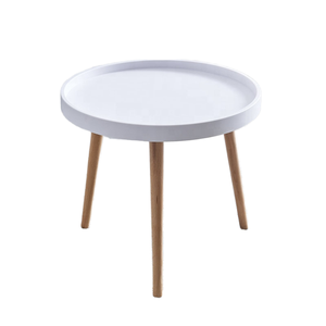 Mesa de Comedor Redonda Moderna con Patas de Madera y Tapa de Plástico, Diseño Escandinavo, Mueble Estable para el Hogar - Product Image 1