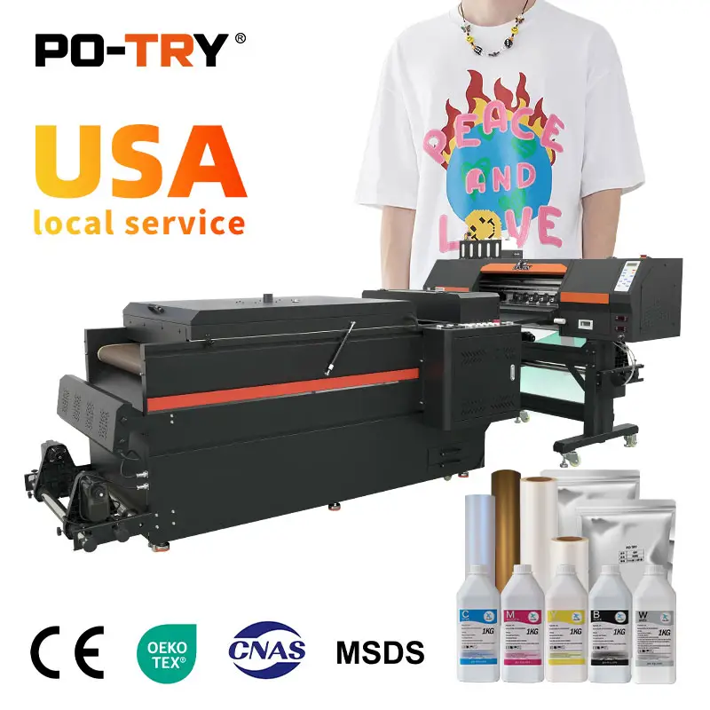 PO-TRY Высокоточный 60 см текстильный DTF принтер автоматическая теплопередающая пленка печатная машина