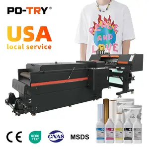 PO-TRY 고정밀 60cm 섬유 DTF 프린터 자동 열전달 필름 인쇄기