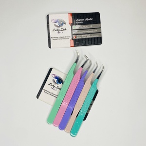 แหนบต่อขนตา Lucky Lash Tools สแตนเลสสตีล ปลายเรียบละเอียด จับถนัดมือด้วยด้ามจับแบบเพชร ชุด 5 สี แหนบที่ใช้งานได้ยาวนาน - Product Image 3