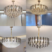 Plafonnier semi-encastré rond moderne de luxe en cristal fumé pour villa, salon, hôtel et projets d'aménagement intérieur