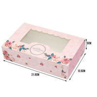 Boîte à gâteaux carrée en papier kraft avec fenêtres en plastique transparent, vente en gros de boîte à bonbons rose, boîte à gâteaux de lune, dossiers personnalisés
